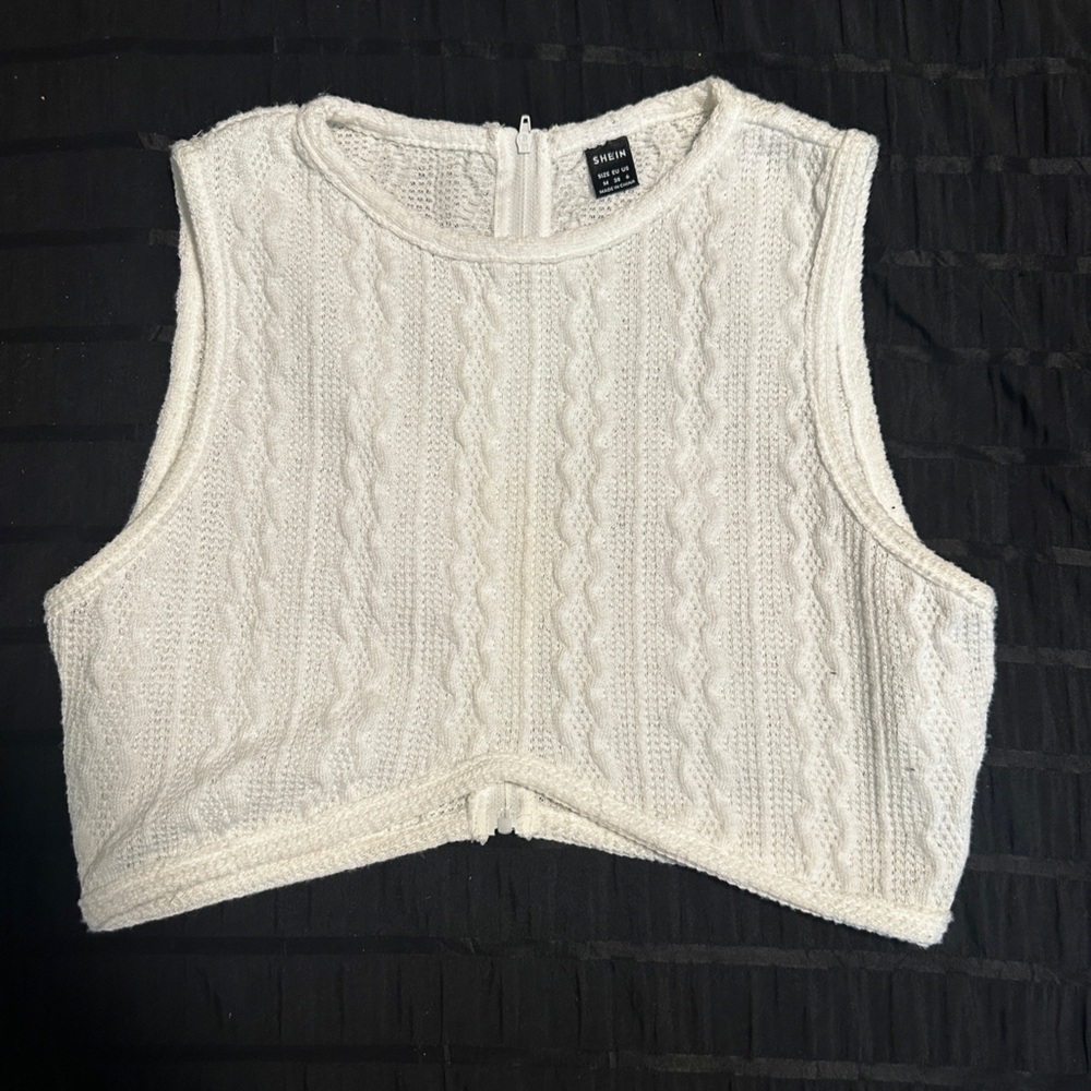 White Cable Knit Tank